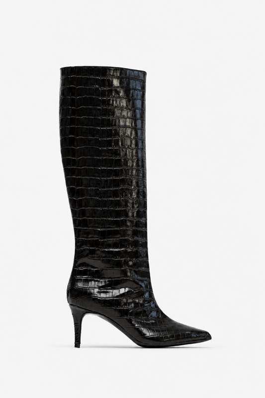 MARLENE BLACK in pelle stampa coccodrillo - profilo